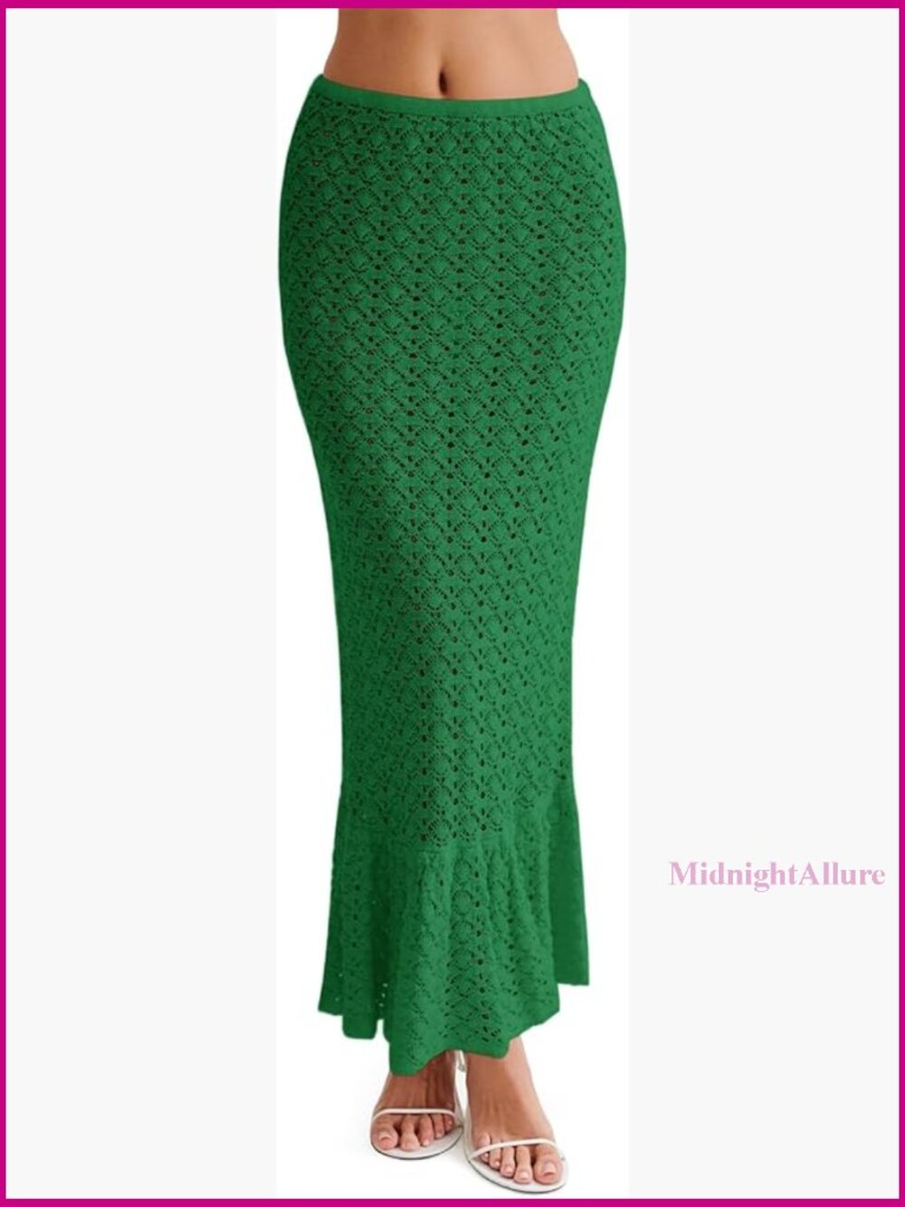 Crochet Maxi Skirt Coverup High Waisted Sheer Beach Swimsuit Cover Up